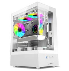 GABINETE SENTEY GAMER H10 VIDRIO LAT Y FRONT BLANCO